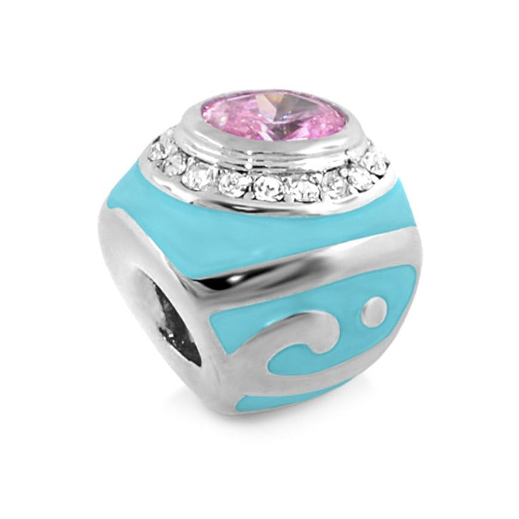 Gabriella Beads Cocktail Style Bead turquoise enamel pink gemstone halo Lauren G Adams on Tampa Home & Garden Store