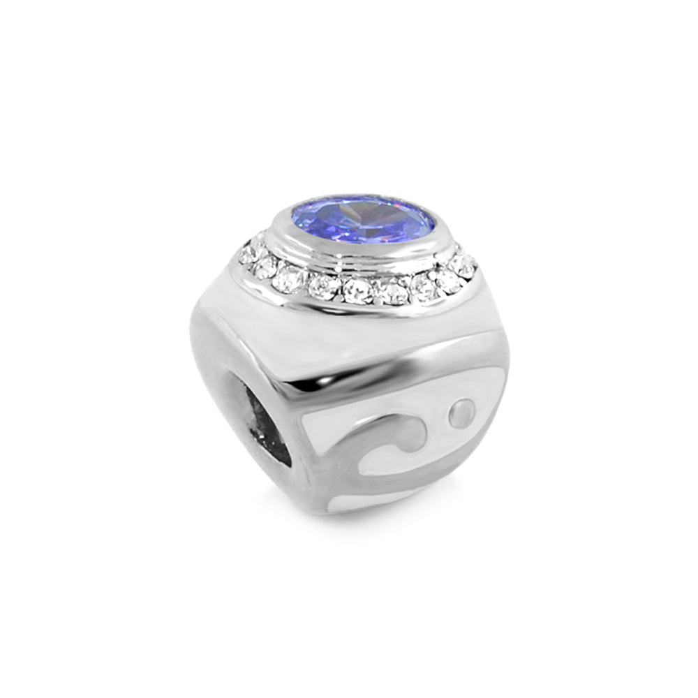 Gabriella Beads Cocktail Style Bead silver-tone with blue center crystal Lauren G Adams Charm on Tampa Home & Garden Store