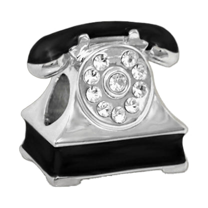 Gabriella Beads Telephone charm by Lauren G Adams; silver dial with crystals and black handset on Tampa Home & Garden Store