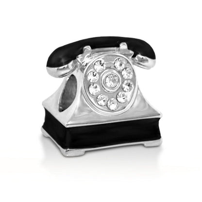 Gabriella Beads Telephone charm silver-tone with black base, Lauren G Adams on Tampa Home & Garden Store