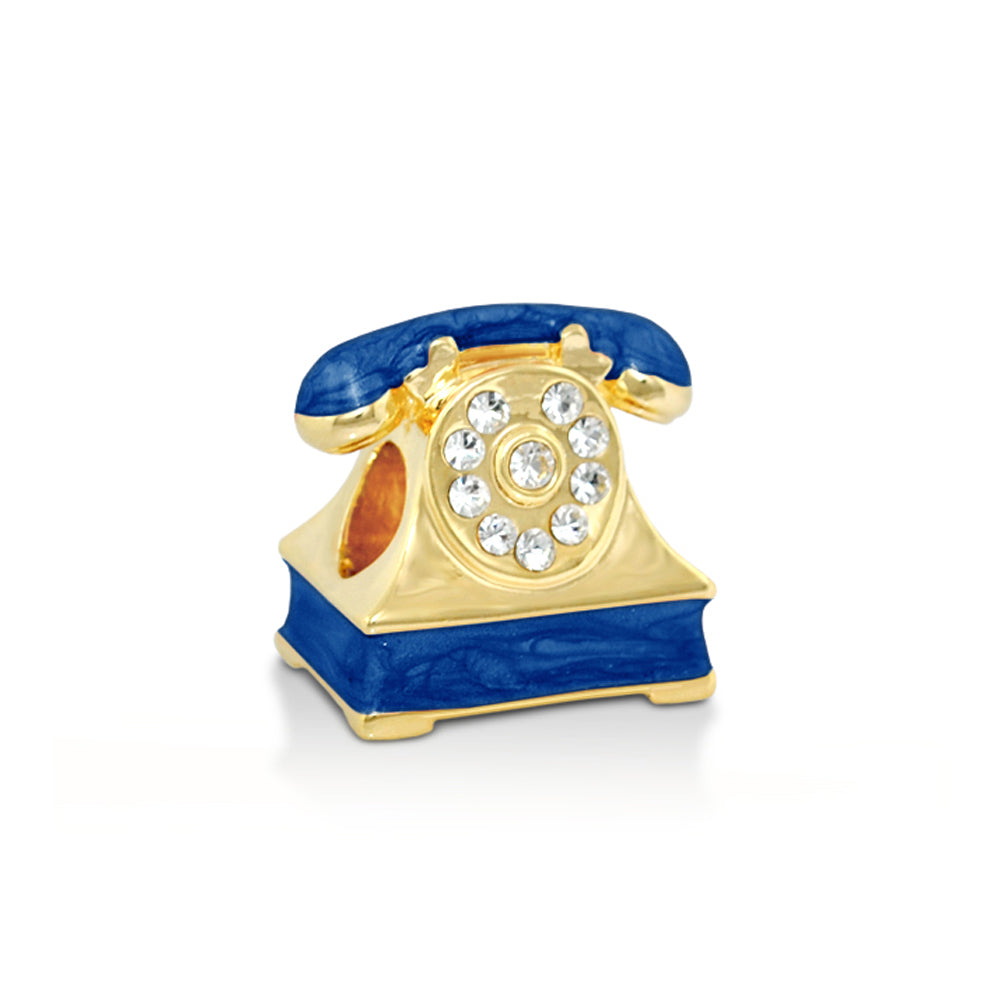 Gabriella Beads Telephone charm gold-tone with blue enamel and crystal dial by Lauren G Adams on Tampa Home & Garden Store