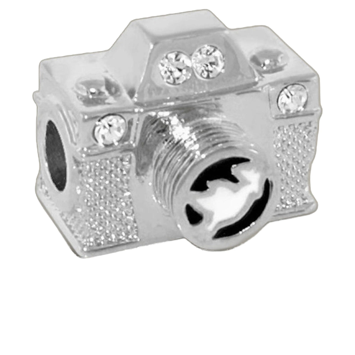 Gabriella Beads Camera charm bead, silver-tone with clear crystal accents, by Lauren G Adams on Tampa Home & Garden Store