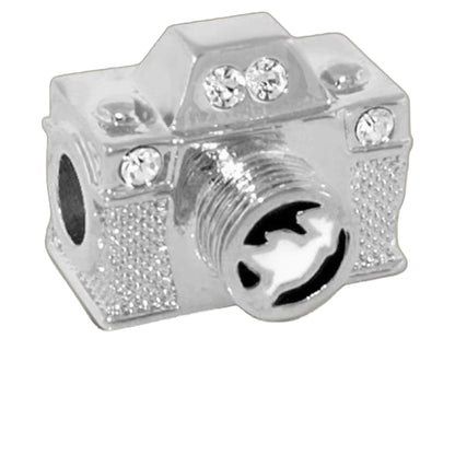 Gabriella Beads Camera charm bead, silver-tone with clear crystal accents, by Lauren G Adams on Tampa Home & Garden Store
