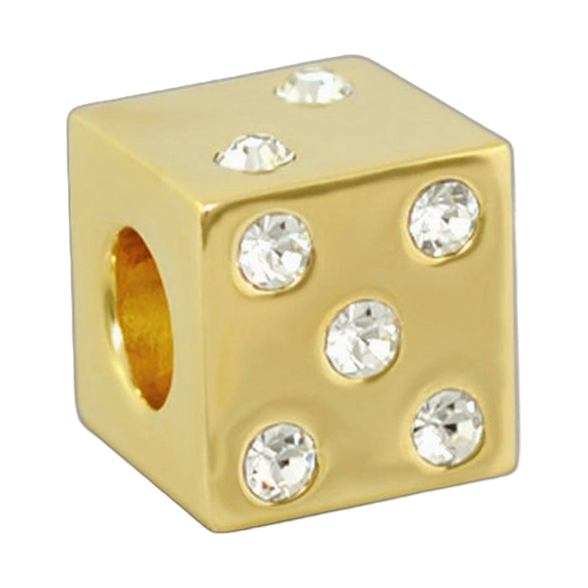 Gabriella Beads Dice charm in gold with crystal pave facets by Lauren G Adams, Charms & Pendants on Tampa Home & Garden Store