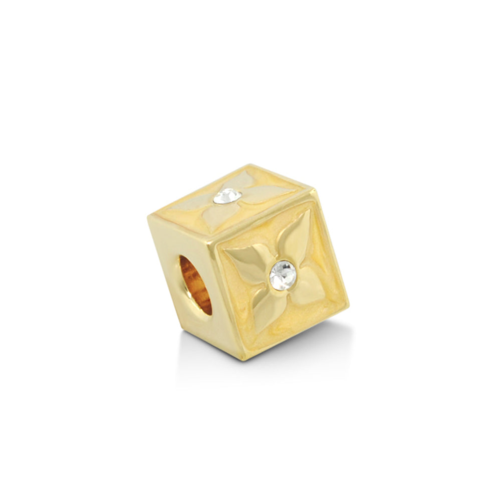 Gabriella Beads Flower Cube charm gold tone with crystal center by Lauren G Adams on Tampa Home & Garden Store