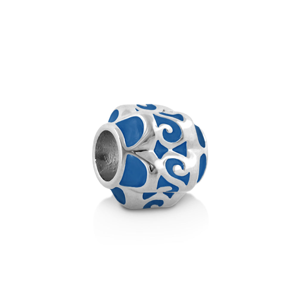 Gabriella Beads Scroll Design bead blue enamel on silver Lauren G Adams collection on Tampa Home & Garden Store