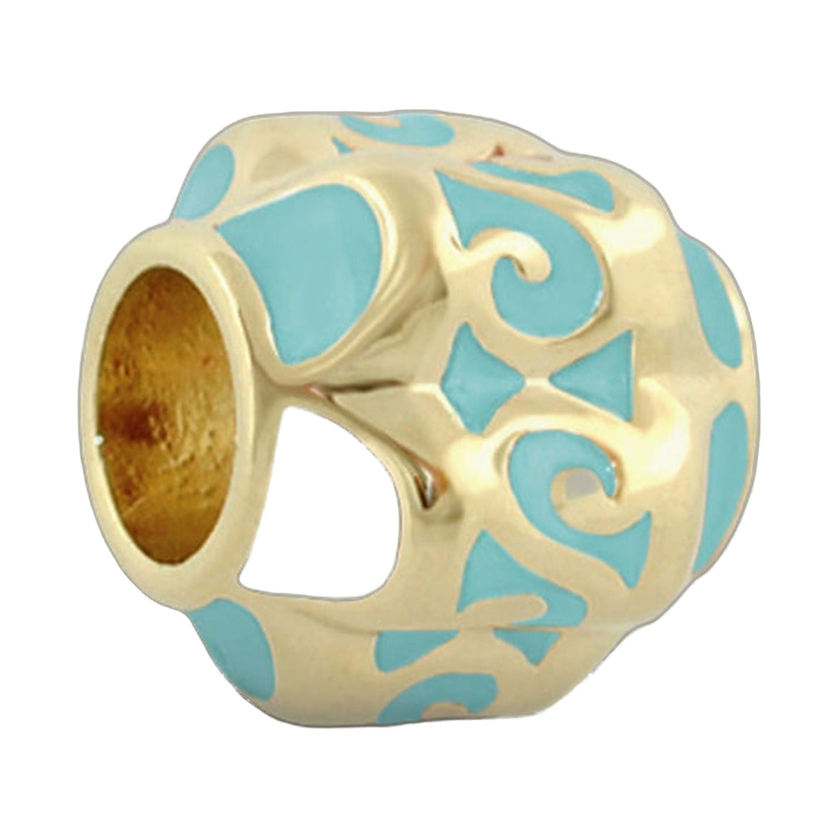 Gabriella Beads Scroll Design charm bead turquoise enamel with gold scroll motif Lauren G Adams on Tampa Home & Garden Store