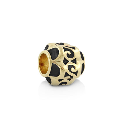 Gabriella Beads Scroll charm bead, gold-tone with black enamel scrollwork by Lauren G Adams on Tampa Home & Garden Store