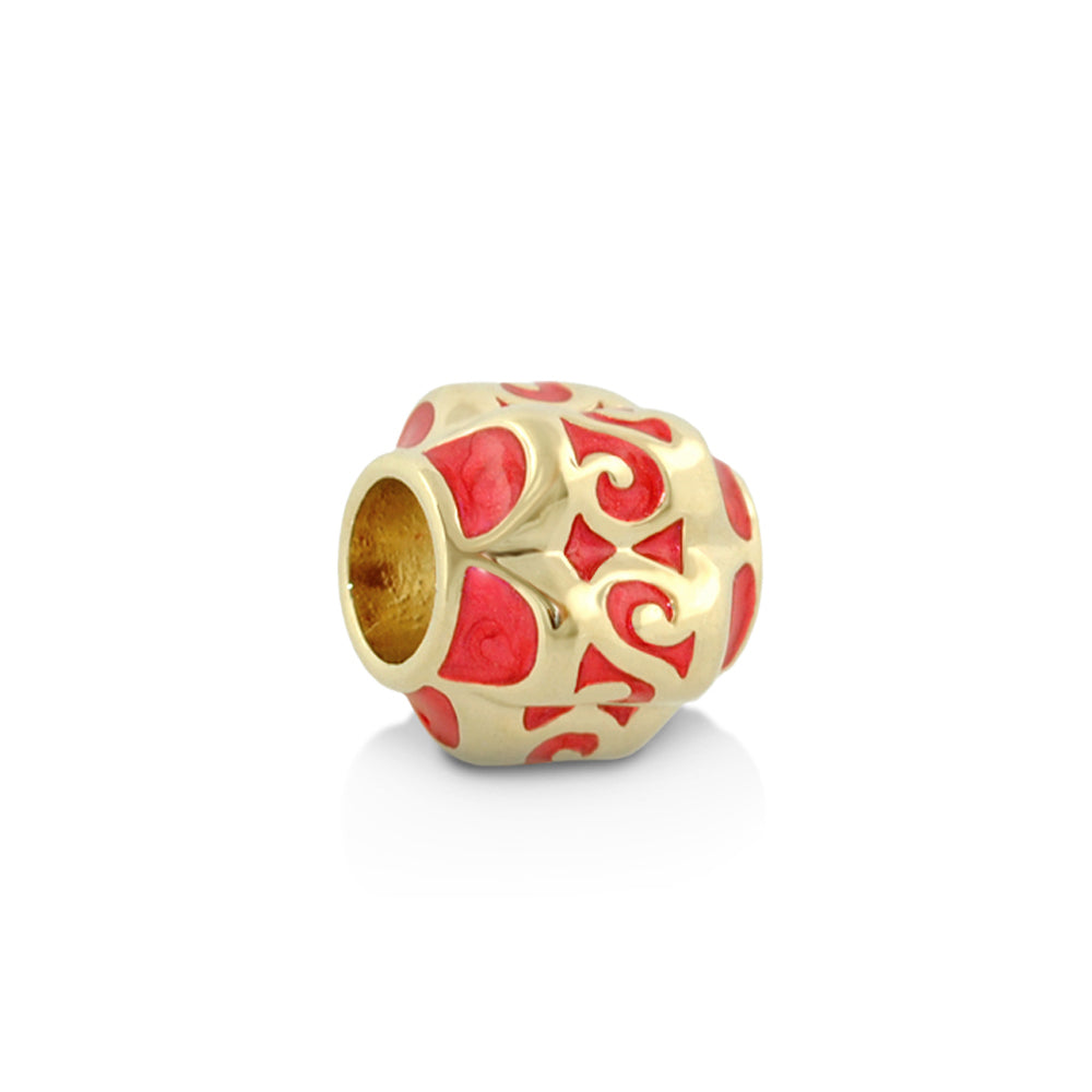 Gabriella Beads Scroll Design charm bead gold with red enamel by Lauren G Adams Charms on Tampa Home & Garden Store