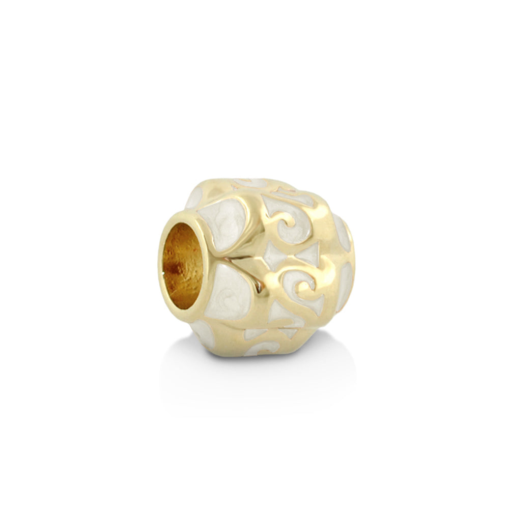 Gabriella Beads Scroll Design charm bead gold-tone with white enamel, Lauren G Adams on Tampa Home & Garden Store