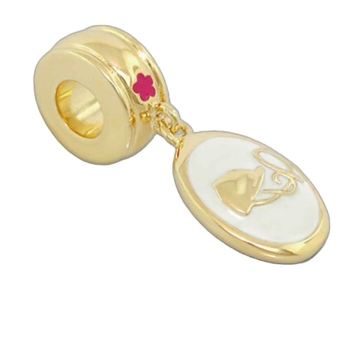 Gabriella Beads Equestrian charm, gold-tone pendant by Lauren G Adams with pink flower accent on Tampa Home & Garden Store