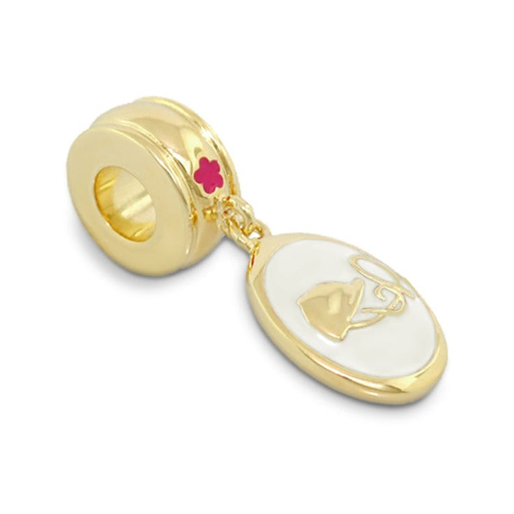Gabriella Beads Equestrian charm by Lauren G Adams in goldtone with white enamel oval medallion on Tampa Home & Garden Store