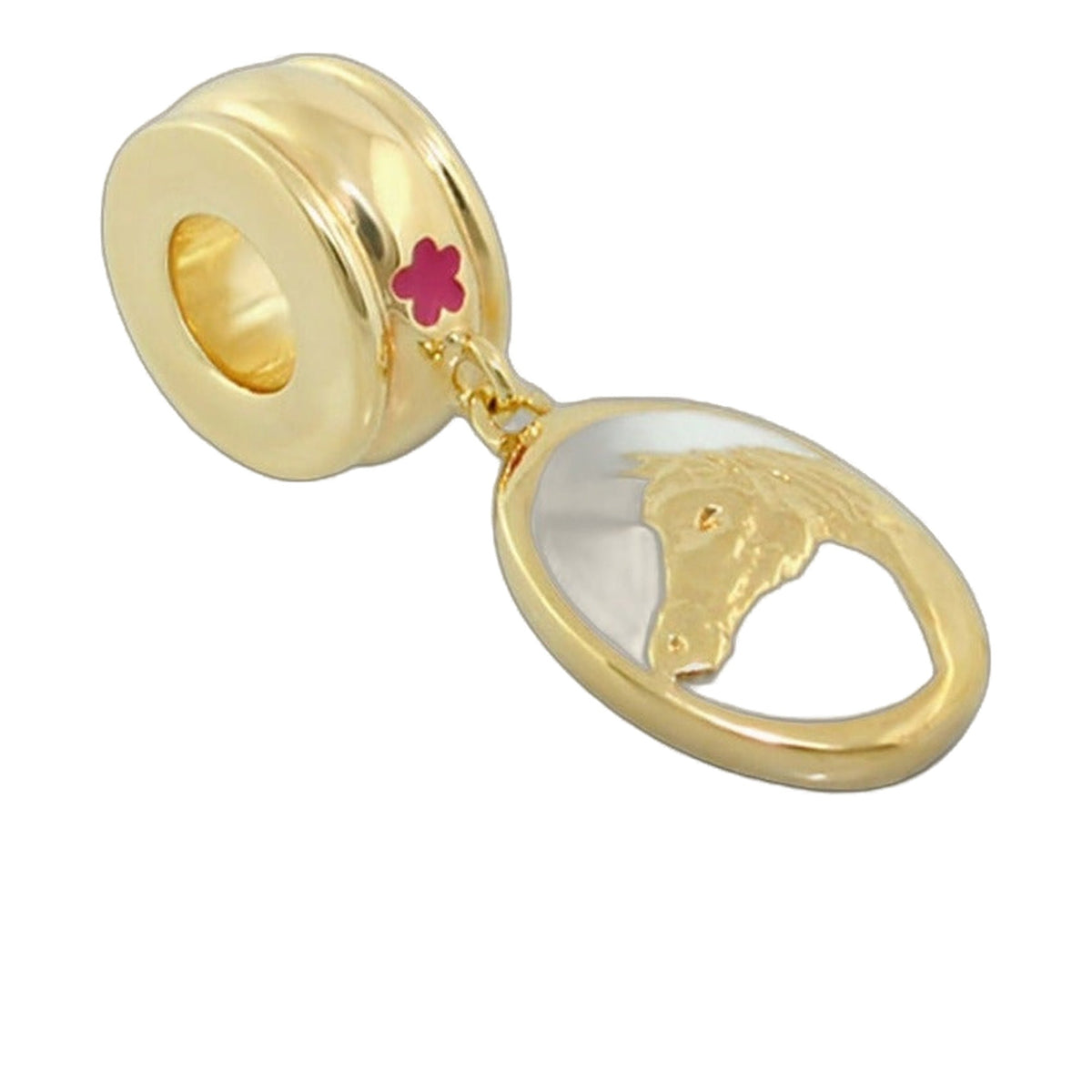Gabriella Beads Horse charm, gold tone with pink flower, Lauren G Adams on Tampa Home & Garden Store