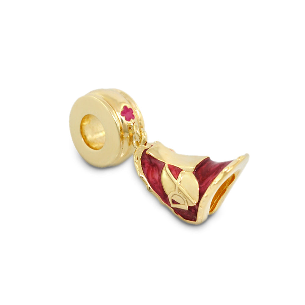 Gabriella Beads Equestrian Saddle charm by Lauren G Adams in gold-tone with red enamel on Tampa Home & Garden Store