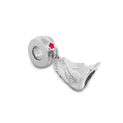 Gabriella Beads Equestrian Saddle charm, silver tone with red flower accent, Lauren G Adams on Tampa Home & Garden Store