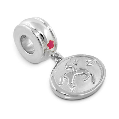 Gabriella Beads Equestrian charm by Lauren G Adams, silver round coin pendant with horse silhouette on Tampa Home & Garden Store