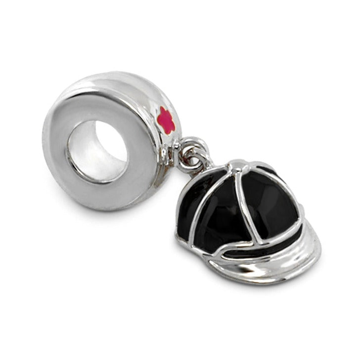 Gabriella Beads Equestrian Bead silver ring charm with black helmet pendant Lauren G Adams on Tampa Home & Garden Store