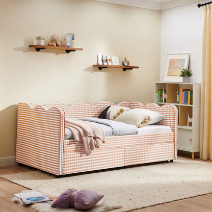 Gingham Daybed With USB Port and Wave Design