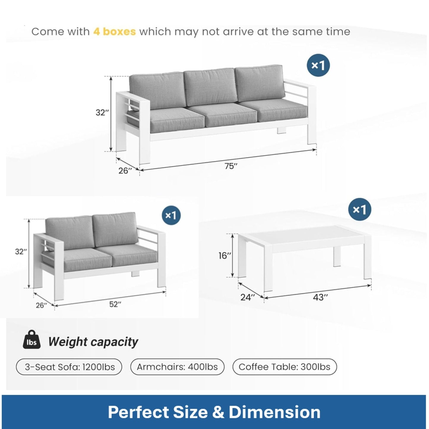 Outdoor Iron Patio Set With The Thick Cushions