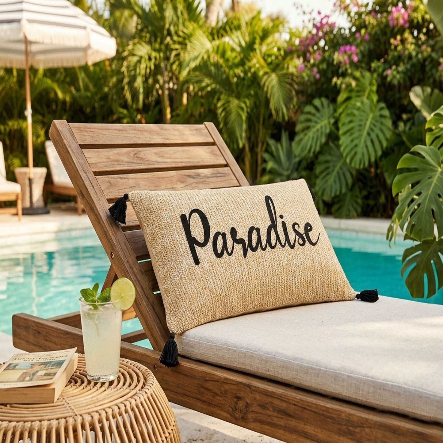 Paradise Outdoor Lumbar Pillow for the Patio