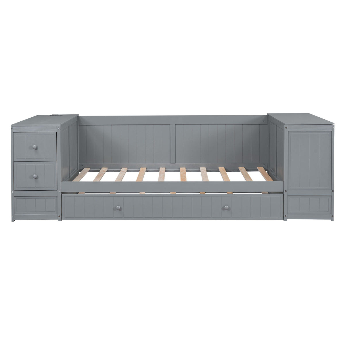 Daybed with storage arms and trundle in gray finish by HouseOfZazla on Tampa Home & Garden Store
