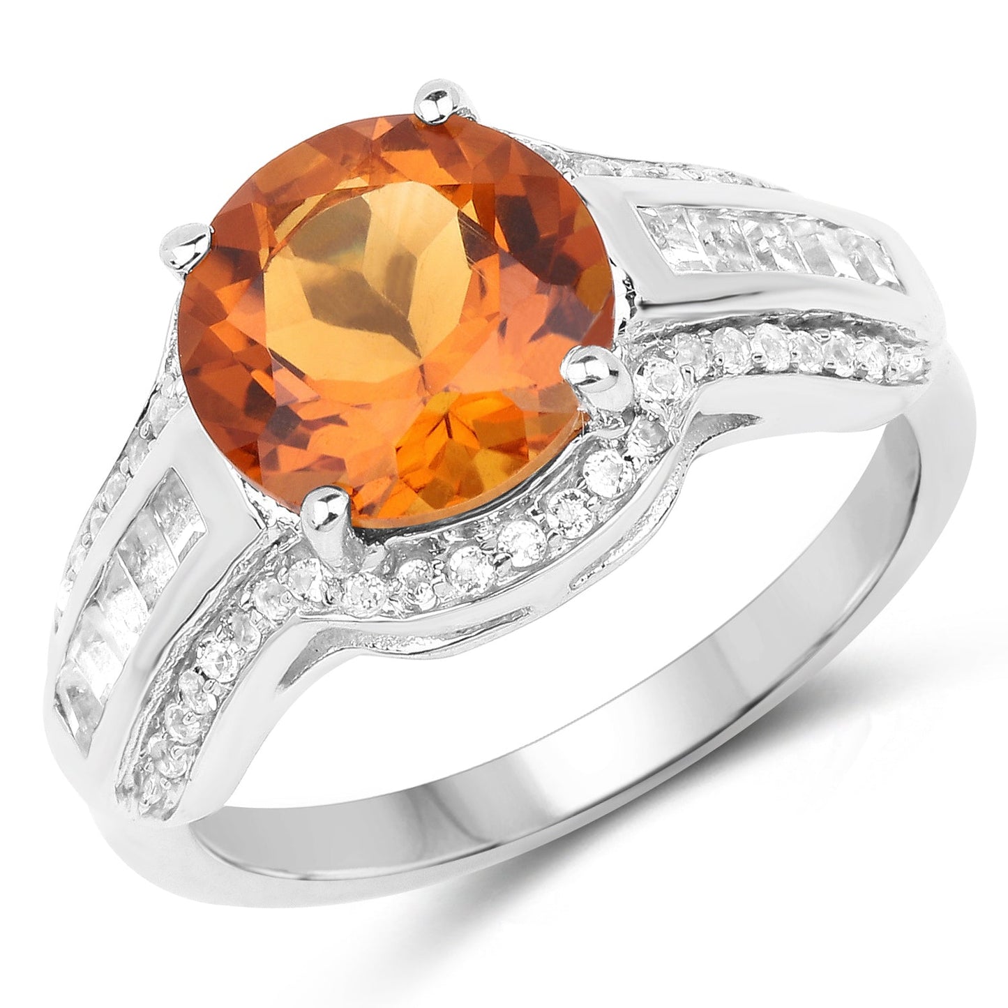 2.81ct orange citrine and white topaz ring in sterling silver with pavé detailing on Tampa Home & Garden Store
