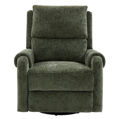 Manual recliner massage chair with swivel rocker in dark green textured fabric on Tampa Home & Garden Store