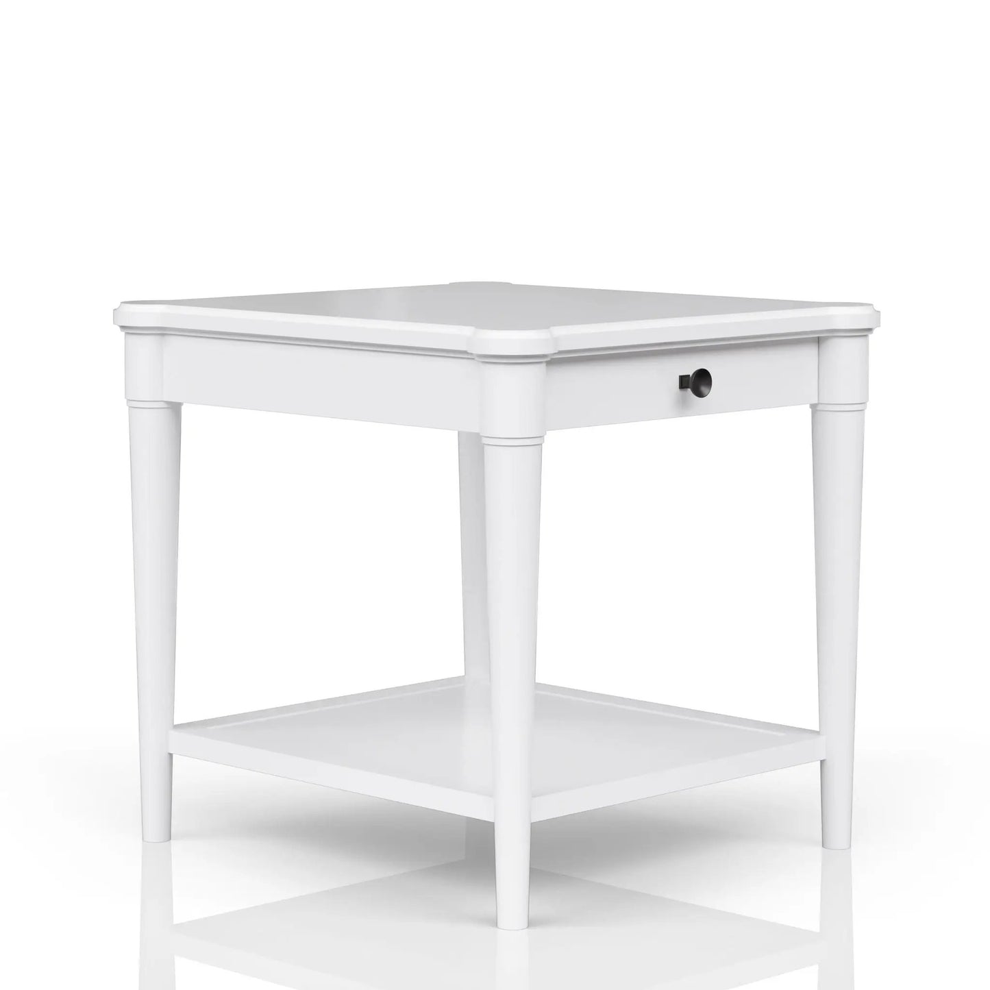 End Table With Storage Drawer white finish with black knob shelf Unique Piece Furniture on Tampa Home & Garden Store