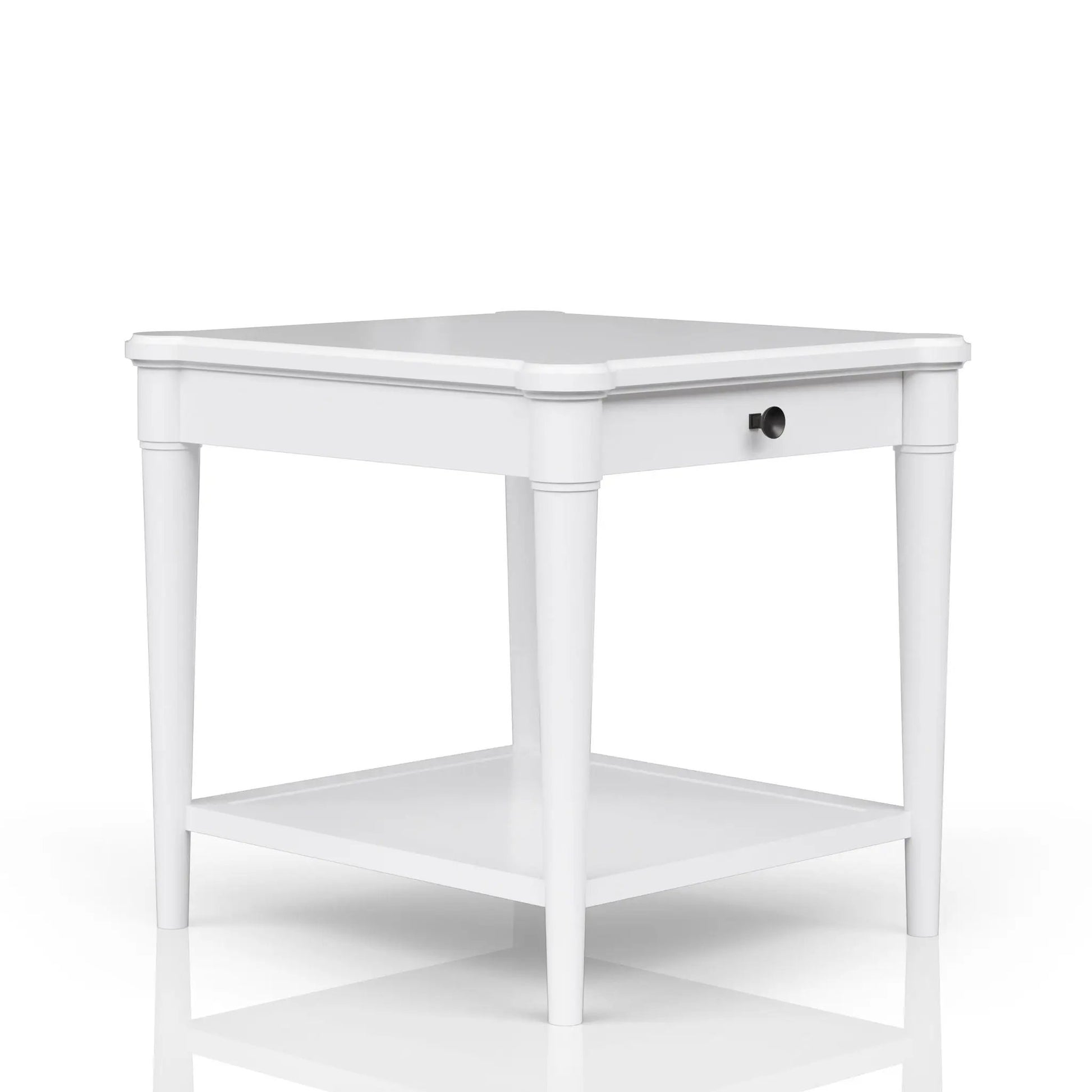 End Table With Storage Drawer white finish with black knob shelf Unique Piece Furniture on Tampa Home & Garden Store