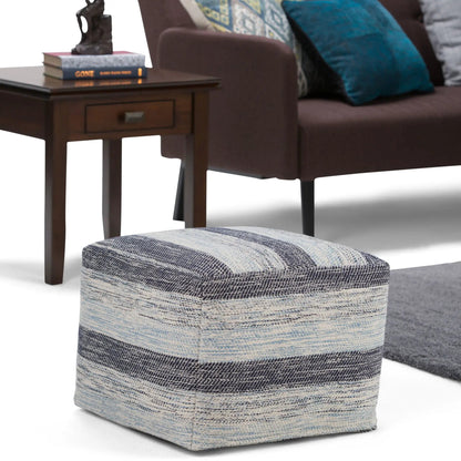 Clay - Square Pouf, Upholstered in blue-gray woven fabric by Unique Piece Furniture on Tampa Home & Garden Store