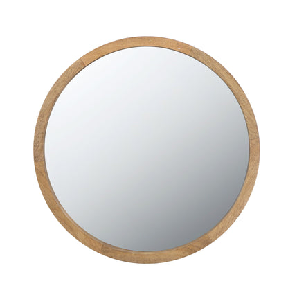 Circle wall mirror with natural wood frame, HouseOfZazla, round living room décor on Tampa Home & Garden Store