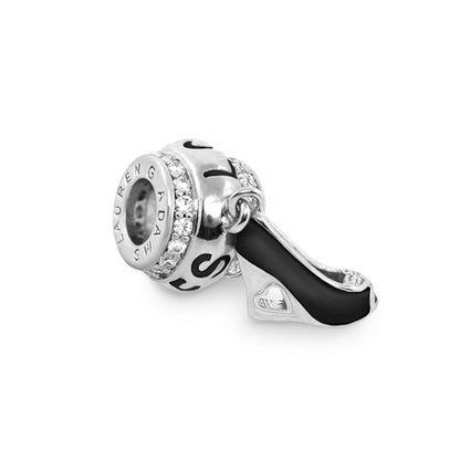 Gabriella Bead Shoe charm by Lauren G Adams, black enamel heel and crystals on Tampa Home & Garden Store