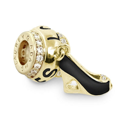 Gabriella Bead Shoe charm by Lauren G Adams in gold-tone with black enamel and crystal accents on Tampa Home & Garden Store