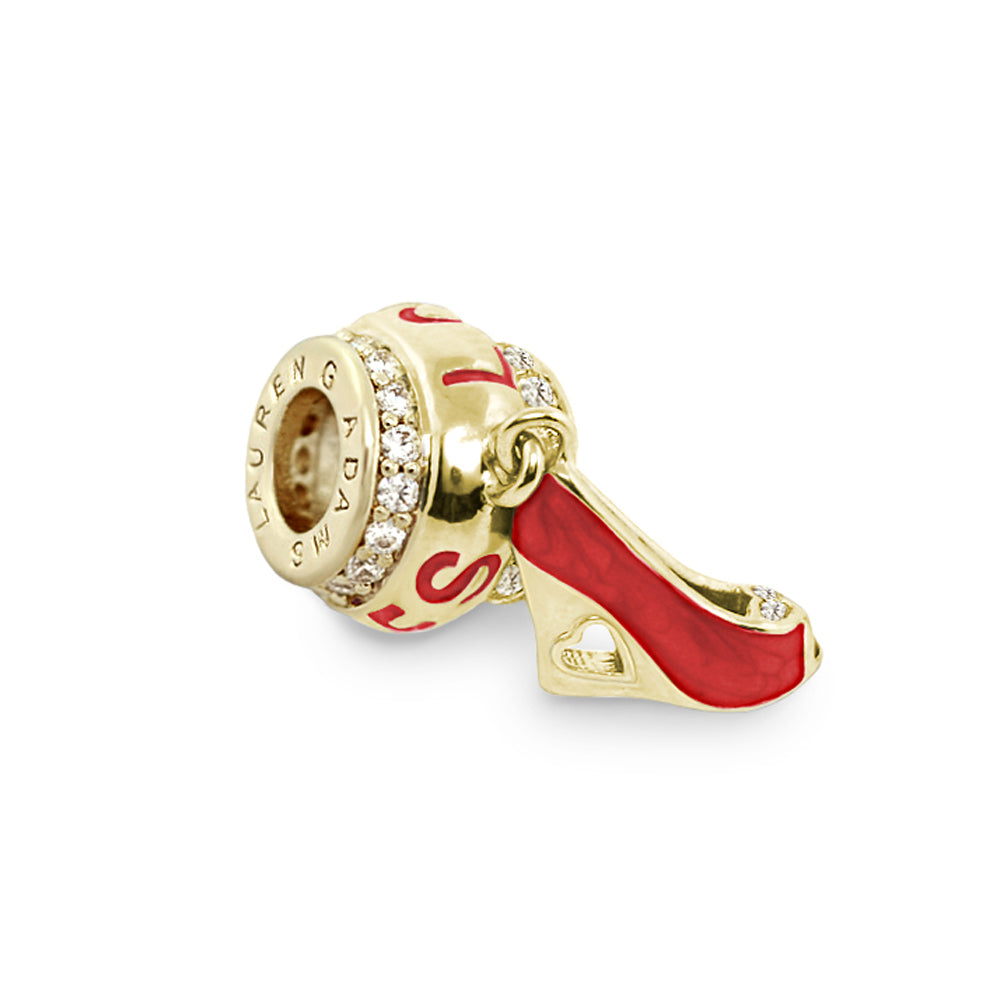 Gabriella Bead Shoe charm in gold-tone with red enamel heel and crystals Lauren G Adams on Tampa Home & Garden Store