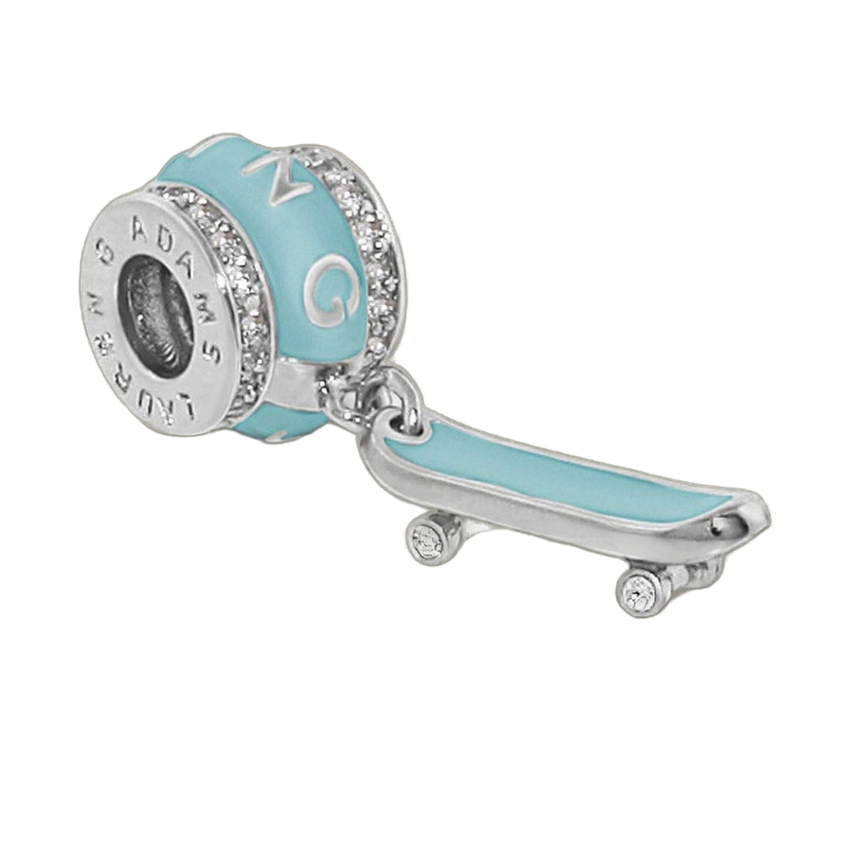 Gabriella Beads Skateboard charm turquoise enamel with crystal rim by Lauren G Adams on Tampa Home & Garden Store