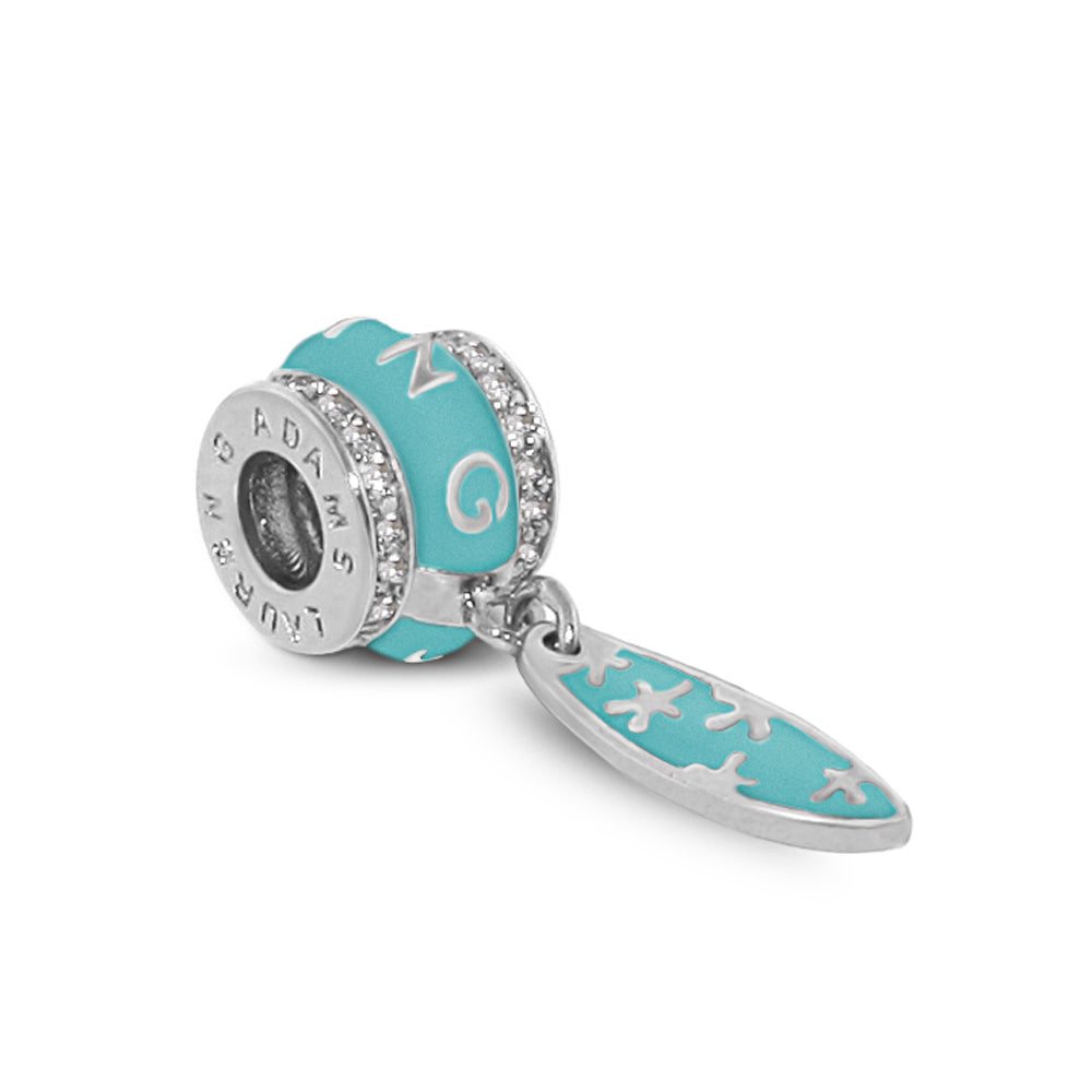 Gabriella Beads Surfboard charm turquoise enamel with pavé ring by Lauren G Adams on Tampa Home & Garden Store