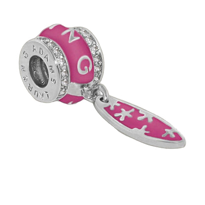 Gabriella Beads Surfboard charm by Lauren G Adams in pink enamel with crystal rim on Tampa Home & Garden Store