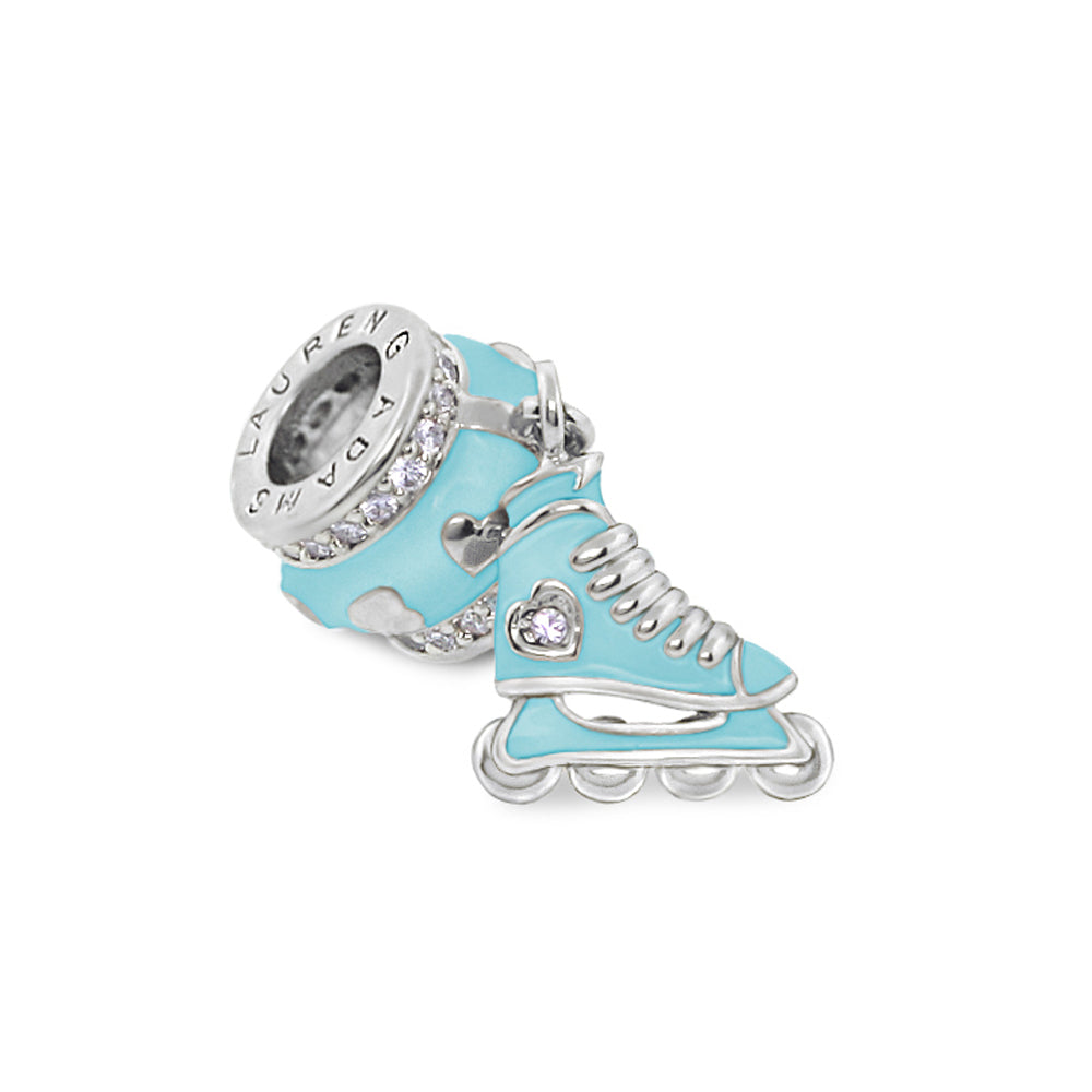 Gabriella Beads Roller Skate charm turquoise with crystal accents silver trim by Lauren G Adams on Tampa Home & Garden Store