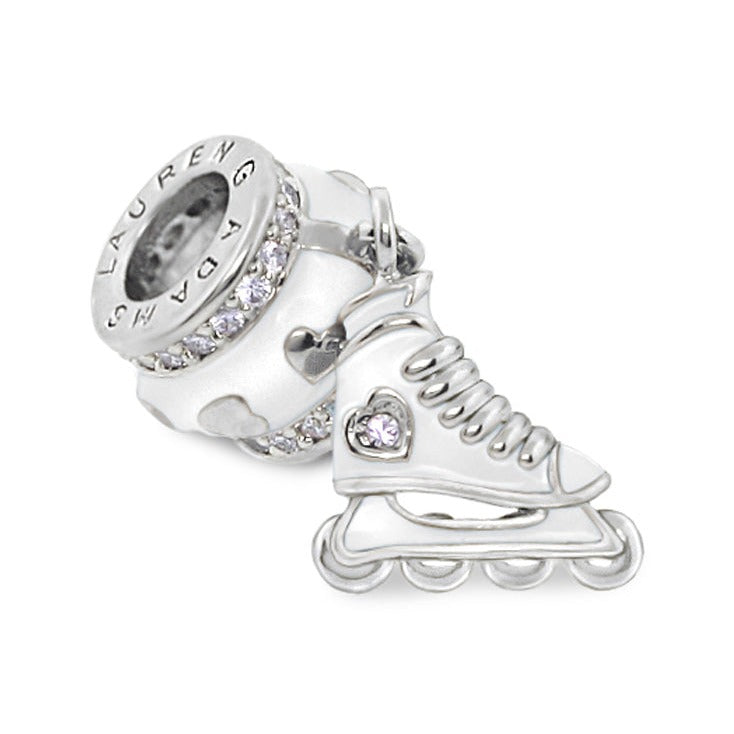 Gabriella Beads roller skate charm bead, silver-tone with crystals by Lauren G Adams on Tampa Home & Garden Store