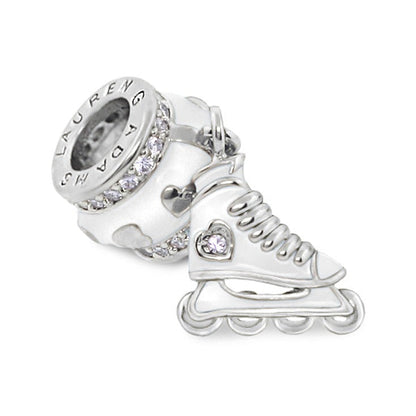 Gabriella Beads roller skate charm bead, silver-tone with crystals by Lauren G Adams on Tampa Home & Garden Store
