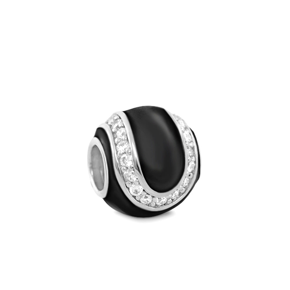 Gabriella Beads Pave Ball charm with black enamel center and crystal pave hoop, Lauren G Adams on Tampa Home & Garden Store