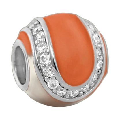 Gabriella Beads Pave Ball orange enamel charm by Lauren G Adams with pavé crystal ring on Tampa Home & Garden Store