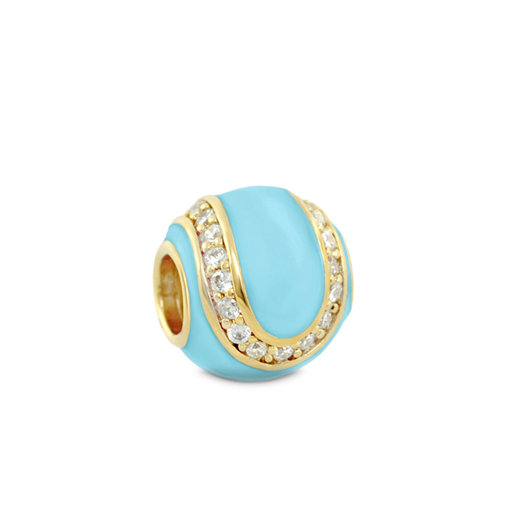 Gabriella Beads Pave Ball charm turquoise enamel with gold-tone bezel and pave crystals on Tampa Home & Garden Store