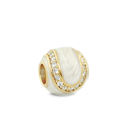 Gabriella Beads Pave Ball charm marbled bead, gold-tone pave crystals by Lauren G Adams on Tampa Home & Garden Store