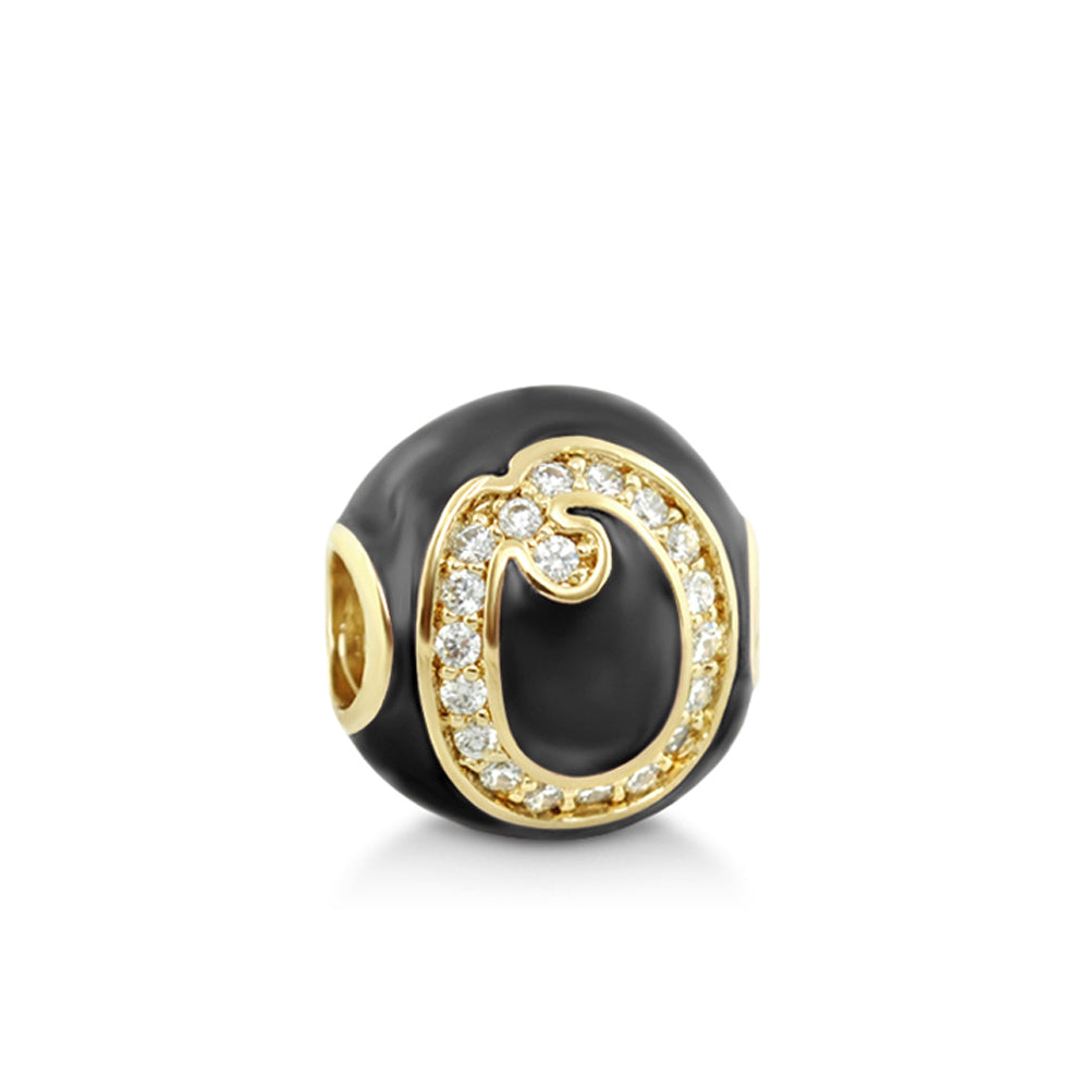 Gabriella Beads O charm bead black enamel with pave diamonds and gold-tone Lauren G Adams on Tampa Home & Garden Store
