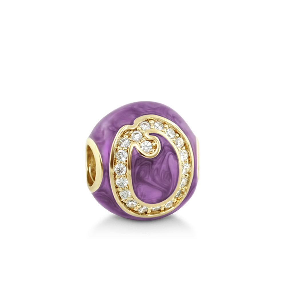 Gabriella Beads O charm bead in purple enamel with gold-tone crystal loop Lauren G Adams on Tampa Home & Garden Store