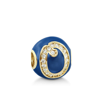 Gabriella Beads O charm, blue enamel bead with gold pavé crystal ring by Lauren G Adams on Tampa Home & Garden Store