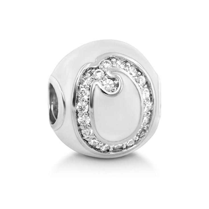 Gabriella Beads O charm bead with pavé crystal ring in silver on Tampa Home & Garden Store