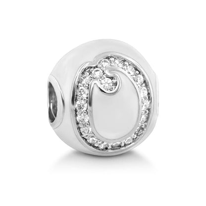 Gabriella Beads O charm bead with pavé crystal ring in silver on Tampa Home & Garden Store