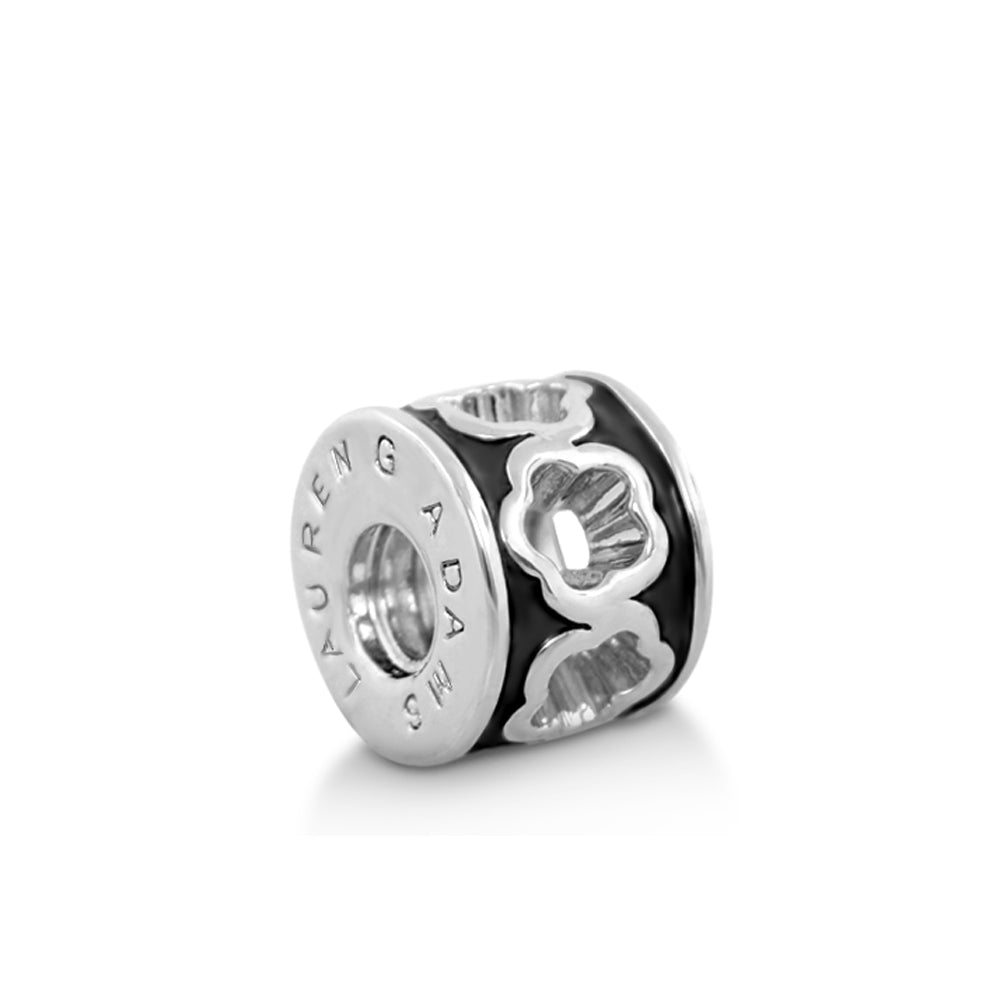 Gabriella Beads Daisies charm bead with silver daisies on black enamel by Lauren G Adams on Tampa Home & Garden Store